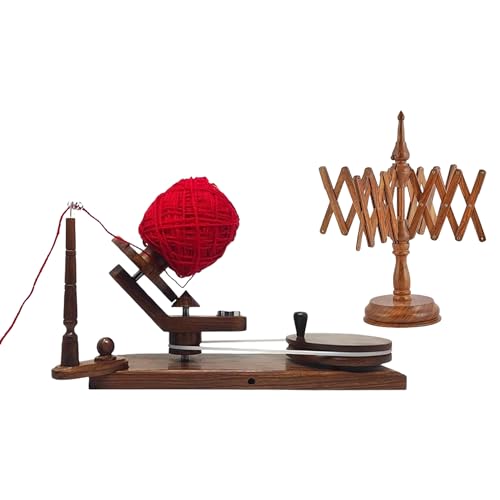 Galaxy Indiacraft Hand Operated Yarn Ball Winder | Swift, Yarn, Wool, and String Holder| Knitting & Crochet Accessories - color: BROWN-MULTI
