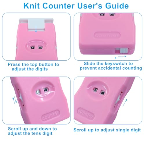Kemcatui Knitting Counters, Pink, 2 Pieces | Plastic, Portable, Stitch and Row Counter, For Crochet, Yarn Crafts, and Needlework - color: pink
