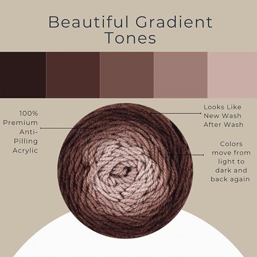 Mary Maxim Bag-O-Day Tonal Hues Ombre Yarn for Crocheting and Knitting, Medium Worsted Weight Anti-Pilling Acrylic Yarn Cake - 280 Yards, 5.3 OZ, Delilah My Dear - color: Delilah My Dear
