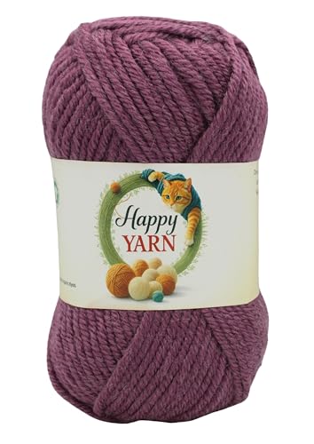 Sunny Cat Happy Yarn, Wool Set of 3-100g/3.5oz Each - #5 Bulky - Knitting and Crocheting Yarn, Made in Turkey (Orchid Haze 76000) - color: Orchid Haze 76000