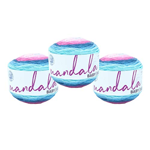 (3 Pack) Lion Brand Yarn Mandala Baby Yarn, Arendelle | Variegated Light DK 100% Acrylic Knit & Crochet Fiber, Baby Projects, Blankets, Colorful Cloths, Triangle Shawls - color: Arendelle, size: 3 Pack