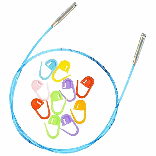 addi Skacel Click Interchangeable Cord 24 Inch for 3.5in., Rocket Tips | Uses addiClick Interchangeable System, Actual Length 17 inch (43cm) for Rocket Lace and Rocket 2 Squared Circular Tips - size: Actual 17 inch (43cm), Makes 24 inch (60cm)