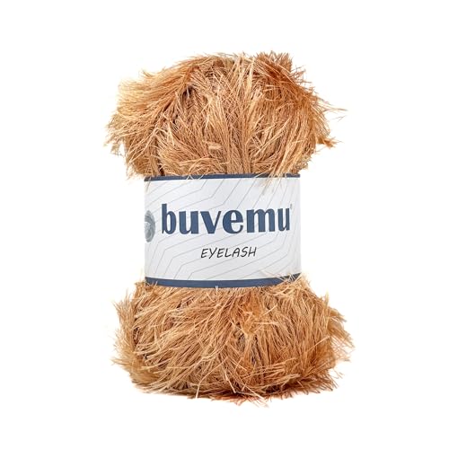 Eyelash Fun Fur Yarn for Crochet, Knitting & Crafts, Camel | 100% Polyester, 100 g (3.53 oz), 175 yd (160 m), Ideal for Amigurumi, Graduation Leis, Bags, Rugs, Scarves & Plush Toys - color: Camel, size: 1 Pack
