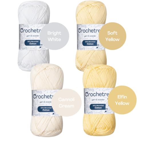Premium Mercerized Cotton Yarn for Crochet & Knitting – Fingering Weight 4-Ply, 50g (1.76 oz) / 125 m (136 yds), High-Gloss, Anti-Splitting, Fade-Resistant Cotton (Sunny Shades) - color: Sunny Shades