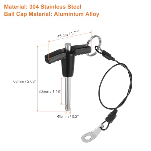 uxcell 2Pcs T Handle Lock Pins, 5mm x 30mm Usage Length Stainless Steel Push-Button Quick Release Pin - size: 5mm x 30mm