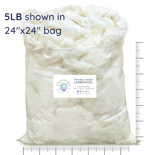 Lambswool Natural White Clean Fluffy Classic Fiber for Toy Stuffing & Filling, 5LB - size: 5 LB