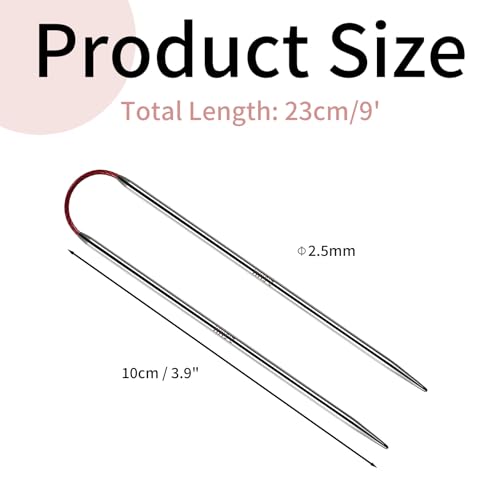 Soosui 2.5mm Circular Knitting Needles US1.5 |3-Pack 9-inch (23cm) Double-Pointed Flexible Circular Needles, 3cm Cable, Durable and Smooth for Sweaters, Socks, Hats, and Other DIY Knitting Projects. - size: 2.5mm/US1.5