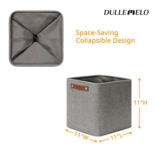 DULLEMELO 11 inch Cube Stroage Bins 4 Pack Small Grey Square Storage Baskets Cube Organizer, Linen Closet Organizers and Storage Baskets for Shelves Bedroom Storage - color: Grey, size: S-11"x11"x11"