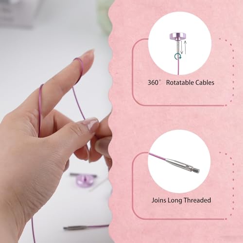 Yarniss Interchangeable Cable for Circular Knitting Needle, 16"/24" Flexible Circular Needle Cord with 360° Swivel, Red