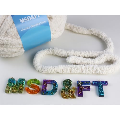 MSD&FT 4 Skeins Chunky Chenille Yarn Blanket Yarn (White) | chunky yarn for hand knitting - color: white