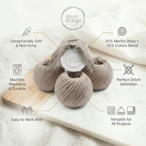 Lazy Wool - Merino Wool Blend No. 3 Light DK Yarn, 50g 109 Yards per Ball, 4-Pack (Dill) - color: Dill