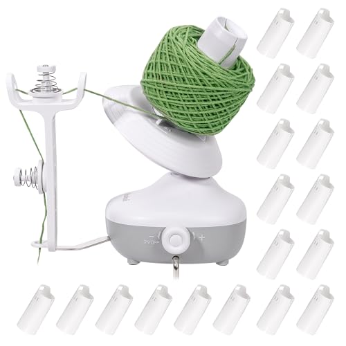 Electric Yarn Winder M1 & 18pcs Ball Tube Set for Tangle-Free Cake | Auto Winding Compact Cake and Reusable ABS Ball Tube for Neat Yarn Storage, Ideal Organizing Helpers for Knitting Lovers - color: White Set