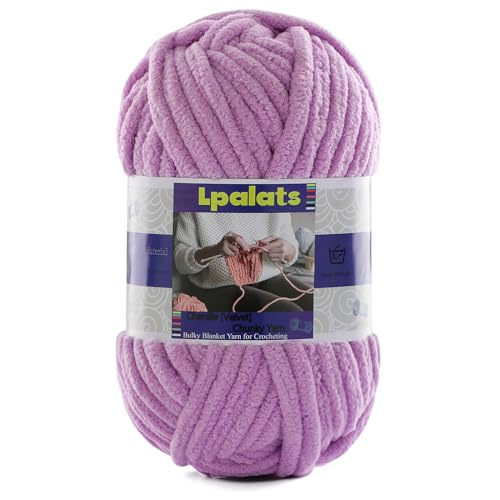 #6 Super Bulky Blanket Purple Yarn - Chunky Chenille Yarn for Crocheting | Baby Blanket Yarn (Each 3.5oz/100g, 71yds/65m) - Polyester - Thick Plush Fluffy Yarn for Crochet Amigurumi Blankets - color: Light Purple