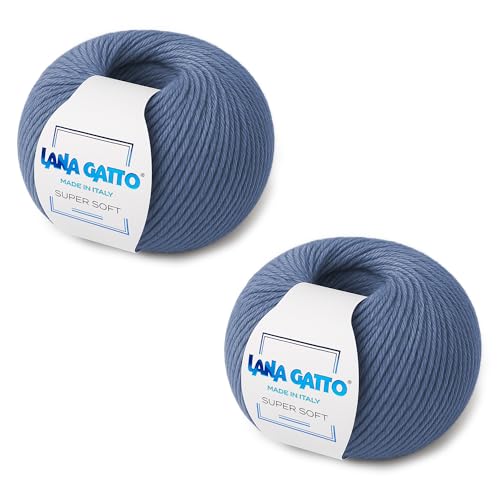 100% Merino Wool Yarn – Extrafine Super Soft Yarn for Knitting, Made in Italy by Lana Gatto, Super Soft Line, Light Blue-13158, 2-Pack (1.8 oz. / 137 yds Each) - color: Light Blue - 13158, size: 2