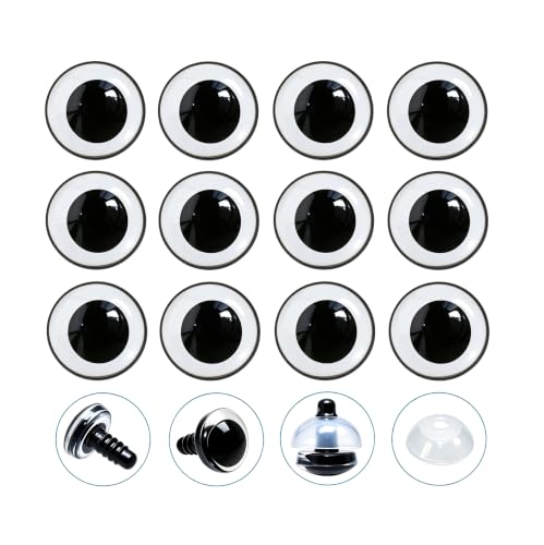60Pcs 3D Clear Safety Eyes and Washers - Thalinfayi 18mm Round Pupils Safety Eyes Crochet Amigurumi Eyes for DIY Crochet Doll, Amigurumi, Crafts Supplies - color: Round Pupils Safety Eyes, size: 18mm(0.71inch)