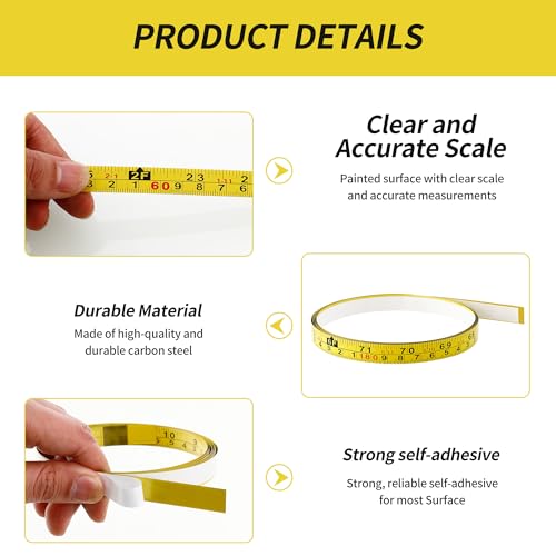2Pcs Steel Self-Adhesive Measuring Tape, Imperial & Metric Tape Measure Sticker Ruler, Left to Right and Right to Left Stick on Tape Measure for Workbench, Woodworking, Saw & Drafting, 100cm/39Inch - size: 1m