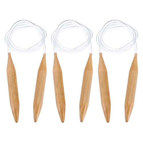 HARFINGTON 3Pcs US Size 35 (20 mm) Circular Knitting Needles, 47 Inch / 120 cm Round Wooden Needle for Handmade Projects DIY Knitting Blankets Socks Hats Sweaters - size: US Size 35 x 47 Inch