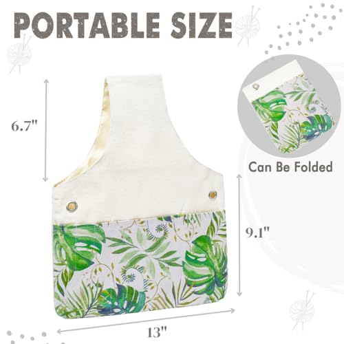 TOGETRUE Yarn Bag, Knitting Crochet Tote Bag, Yarn Storage Bag Organizer | Lightweight, Portable - color: Green Leaves, size: Small