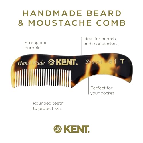 Kent 81T FOT Tokyo Yellow Beard Pocket Comb Set for Men - Beard Kit for Travel and Home, Mustache Comb for Men, Mini Comb Beard Combs for Mens Grooming, Sawcut Hand polished Made in England - color: Yellow Tokyo