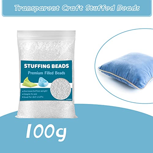 Jmuiiu100g/3.52oz Poly Pellets, Weighted Beads Stuffing for Stuffed Animals | Premium Poly Pellets for Stuffed Animals, Plush Dolls, Handmade DIY Craft Supplies - size: 100g