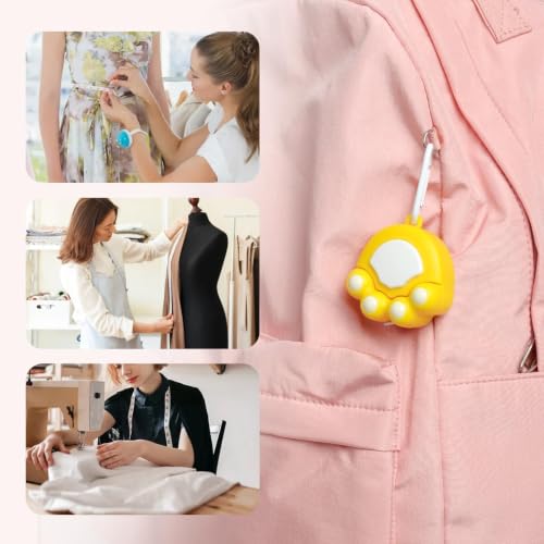 Yellow Cat Paw Fashion Measuring Tape 79", Sewing Gifts w/Keychain | Soft dual-sided (cm/in) retractable pocket ruler. Essential sewing supplies & cute gifts for crafters, quilters and kids - color: A2-Yellow Cat Paw
