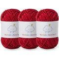 Skinny Chenille Yarn for Crocheting, 3 Pack of 1.75 oz/109 yds Amigurumi Yarn&Baby Yarn for Crocheting Soft, Fluffy Fingering Weight Velvet Yarn for DIY Crafts&Baby Blankets.(3 Burgundy) - color: 3 Burgundy