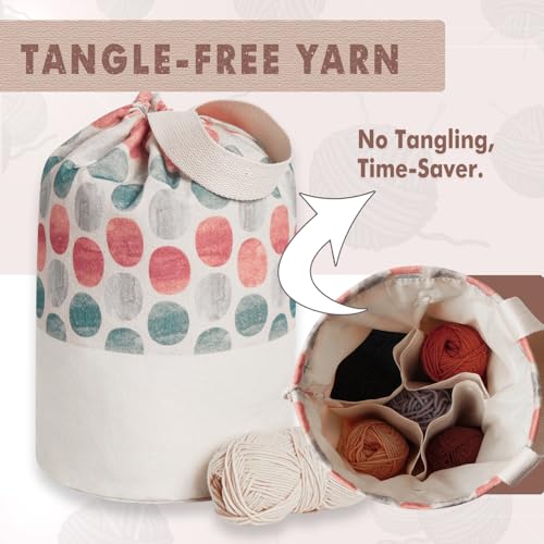 Yarn Bag, Knitting Crochet Bag, Portable Yarn Storage Bags Organizer for Crocheting Project, Store Skein Ball, Short Knitting Needle (Large, Point Shape) - color: Point Shape, size: Large
