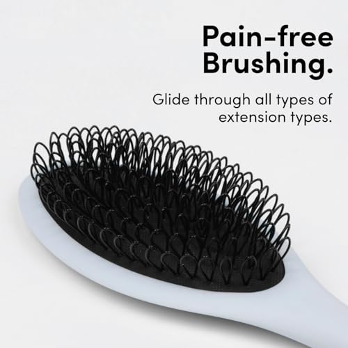 The Hair Shop Light Blue Loop Brush - Salon Professional Grade with Ergonomic Design - Safe Detangler Tool for 100% Remy Human and Synthetic Hair Extensions and Wigs (Light Blue) - color: Light Blue