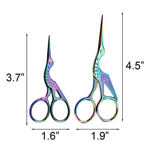 2PCS Vintage Stork Shape Sewing Scissors Stainless Steel Scissors | Metal Tailor Scissors Sharp Sewing Shears for Embroidery, Craft, Art Work & Everyday Use (Colorful) - color: Colorful