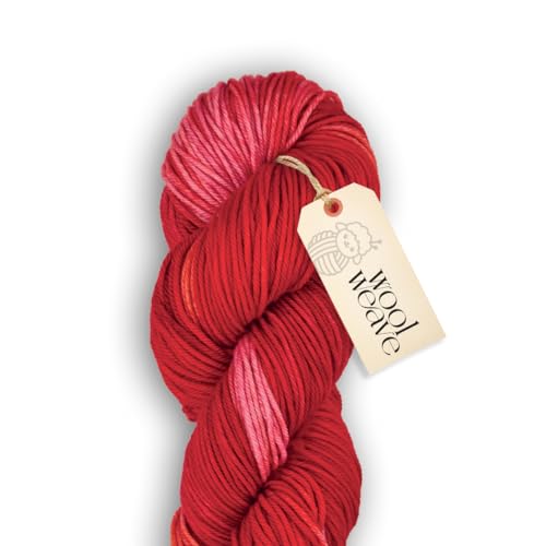 Woolweave Worsted Weight Yarn - 100% Extrafine Merino Wool Yarn for Knitting & Crocheting - Hand Dyed, Ultra-Soft & Warm - 100g Skein, 180 Yards - Machine Washable - color: Berry Bowl
