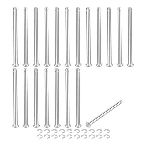 uxcell 20Set M4x60mm 304 Stainless Steel Cylindrical Shaft Snap Ring Locating Pin, Flat Head Grooved Hinge Cylinder Position Pin with E Clip Retaining Ring, Silver - size: M4x60mm