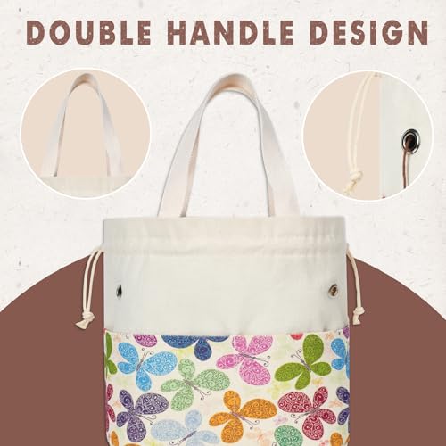 TOGETRUE Yarn Bag, Knitting Crochet Tote Bag, Yarn Storage Bags Organizer, Crochet Bags for Crocheting Project, Store Skein Ball, Short Knitting Needle (Medium,Butterfly) - color: Butterfly, size: Medium