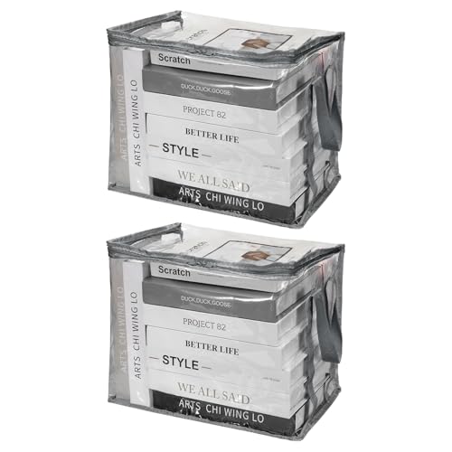 PATIKIL 9x10.6x9in Clear Storage Bags, 2PCS Plastic Storage Bags Clear Small Zippered Organizers Foldable Closet Bed Sheet Organizer Cube with Zipper for Book Clothes Yarn,S, Gray - color: Gray, size: S