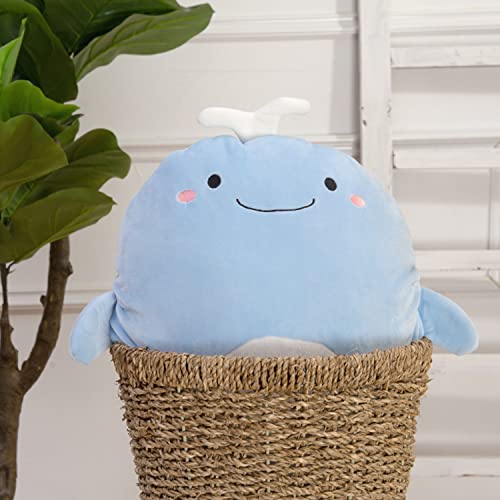 Soft Flat Whale Plush Hugging Pillow Cute Blue Whale Stuffed Animal Plushies Toys Kids Anime Cushion for Birthday, Valentine's Day, Christmas...16.5 Inch - color: Blue, size: 16.5 Inch