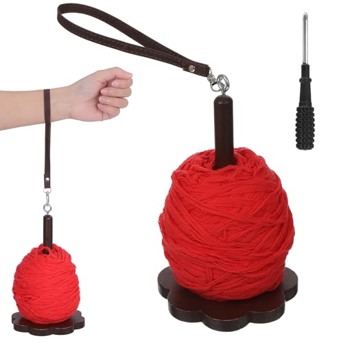 Molain Wrist Yarn Holder, Yarn Ball Minder Stand with Crossbody Strap | Portable, Wooden Twizzling Yarn Organizer, Crochet Accessories for Crocheting, Knitting Supplies Gift for Crafters
