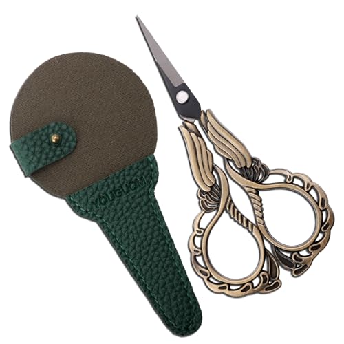 YOUGUOM Embroidery Scissors with Cover, Mini Sewing Shears | Small, Sharp, Precision, for Needlework, Cross Stitch, Crochet, Threading, Artwork, 4.3in, Craft DIY Tools, Left/Right Handed - color: Bronze