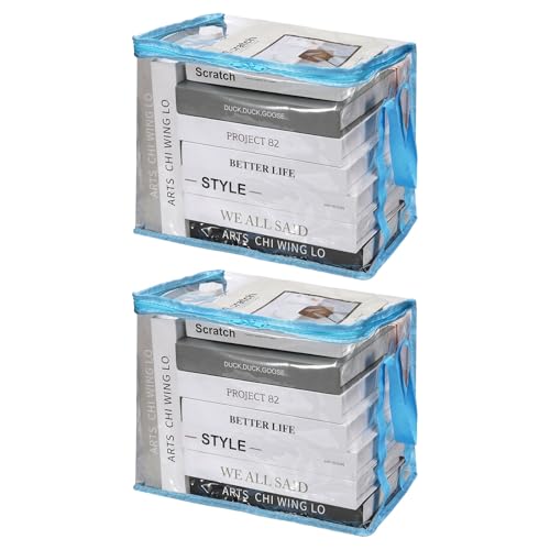 PATIKIL 15x9.5x12.6in Clear Storage Bags, 2PCS Plastic Storage Bags Clear Small Zippered Organizers Foldable Closet Bed Sheet Organizer Cube with Zipper for Book Clothes Yarn,L, Blue - color: Blue, size: L