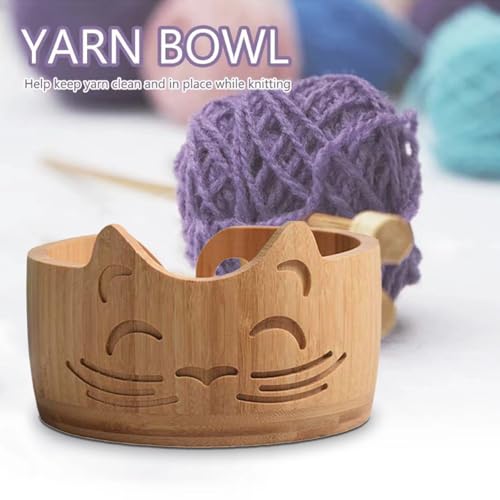 Wood Yarn Bowl, Yarn Bowls for Crochet, Yarn Knitting Bowl, Crochet Yarn Holder Bowl, 6.7inch Yarn Knitting Bowl for Storage Yarn, Wool, String or Crochet #003 - color: #003