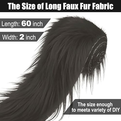 Dark Grey 2x60Inch Faux Fur Shaggy Plush Faux Fur, Fabric Precut Strips Fluffy Fuzzy Faux Fur, Craft Beard Hair, Beard Miniature Dolls Rugs Mats Gift, Winter Halloween Christmas Costume Party Decor - color: Dark Grey
