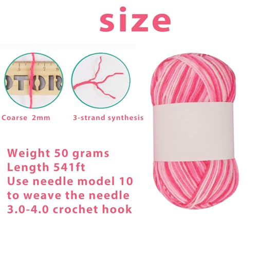 Threads for Knitting Yarn Crochet Yarn Rainbow for Crocheting Knitting Projects(Cherry Blossom) - color: Cherry Blossom