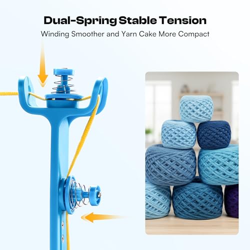 Caydo A1 Pro Cordless Electric Yarn Winder for Effortless Yarn Organization | Rechargeable 2H Running Time, Automatic Wool Cake Winding, Wireless Spinner for Crocheting, Must-Have Tool for Craft Lovers - color: Blue Cordless