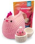 Wimmsie Crochet Animal Kit for Beginners - Easy Beginner Crochet Kit for Kids - Gift for Mom - Amigurumi Chicken Chick & Egg - 3 Kawaii Stuffed Animals - Cute DIY Yarn Plush - color: Pink Hen