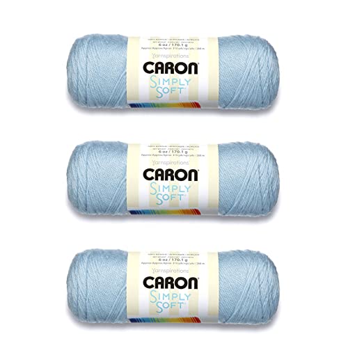 (3-Pack) Caron Simply Soft 100% Acrylic Yarn ~ SOFT BLUE # 9712 ~ 6 oz. Skeins
