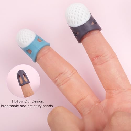 20 Pcs Thimble Finger Protector, 2 Colors Silicone Thimble Fingertip Grips | 2 Sizes, Blue, Purple, Non-Slip, Quilting Craft Accessory, for DIY Sewing and Household Projects