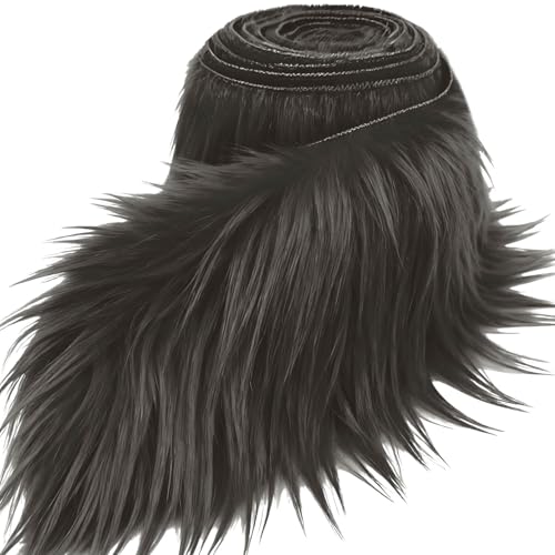 Dark Grey 2x60Inch Faux Fur Shaggy Plush Faux Fur, Fabric Precut Strips Fluffy Fuzzy Faux Fur, Craft Beard Hair, Beard Miniature Dolls Rugs Mats Gift, Winter Halloween Christmas Costume Party Decor - color: Dark Grey