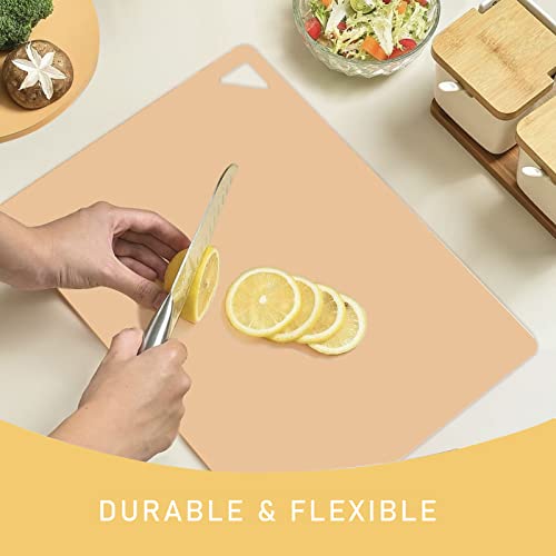 7 Pieces Plastic Flexible Cutting Boards for Kitchen, BPA- Free,15"x12" | Non Slip Cutting Mats with Food Icons, Easy-Grip Handles - color: Soft Colors