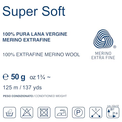 100% Merino Wool Yarn – Extrafine Super Soft Yarn for Knitting, Made in Italy by Lana Gatto, Super Soft Line, Green-13569, 2-Pack (1.8 oz. / 137 yds Each) - color: Green - 13569, size: 2