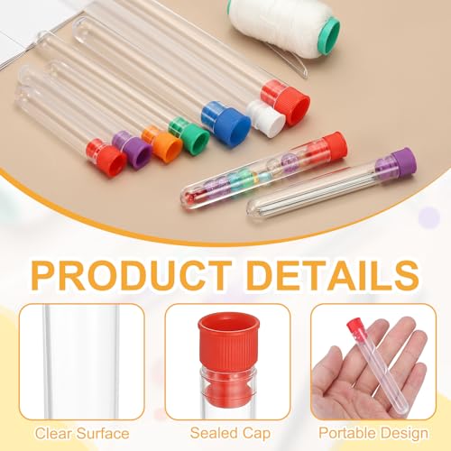 PATIKIL 2.4" Length Plastic Sewing Needle Storage Holder, 16 Pcs Portable Embroidery Needle Clear Pin Toothpick Storage Tubes Case for Craft Knitting, Red - color: Red, size: 2.4"
