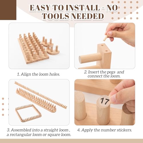 Novabright 64 Inch Chunky Blanket Loom Kit, Wooden | Adjustable Wood Chunky Yarn Loom for Blankets, Knitting, No Needle Hand, Reusable Yarn Tool for Beginners, Crafting, Gift - style: Wooden