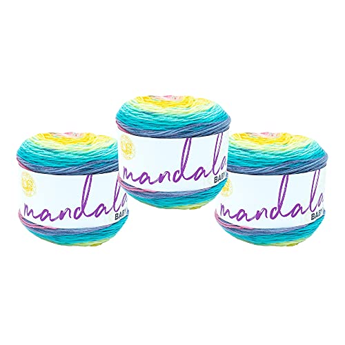 (3 Pack) Lion Brand Yarn Mandala Baby Yarn, Honeydukes | Variegated Light DK 100% Acrylic Knit & Crochet Fiber, Baby Projects, Blankets, Colorful Cloths, Triangle Shawls - color: Honeydukes, size: 3 Pack